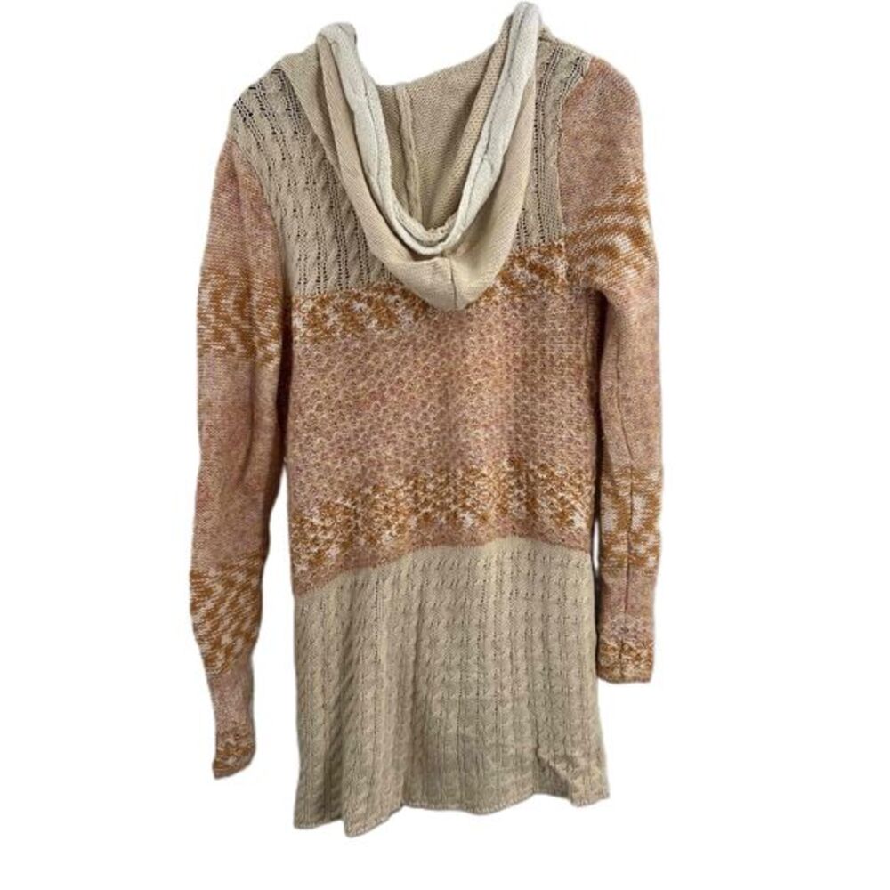 Free People Multicolor Cozy Hooded Toggle Button Chunky Knit Cardigan Womens Med - Picture 4 of 8